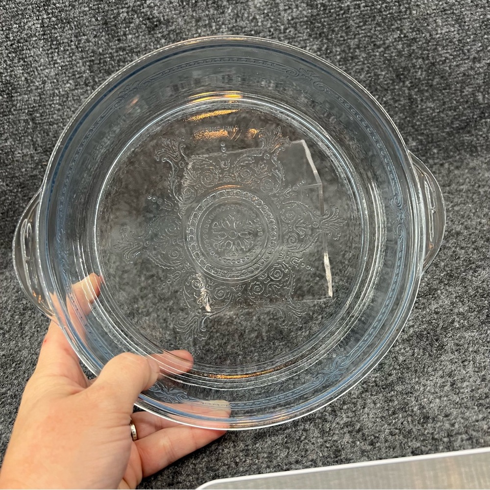 Vtg Fire King Philbe Sapphire Blue Casserole Lid / Pie Dish Anchor Hocking Glass - Picture 7 of 14